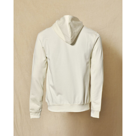 Sweat zippé à capuche écru Over-D