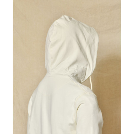 Sweat zippé à capuche écru Over-D