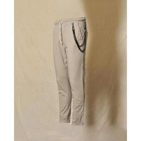 Pantalon en tissu technique beige Over-D