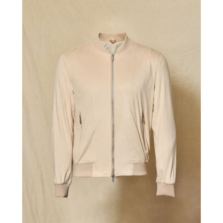 Veste bomber en daim beige Over-D