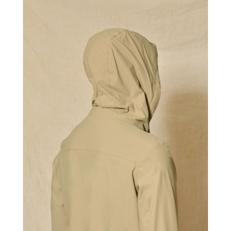 Veste coupe-vent à capuche beige zippée Over-D