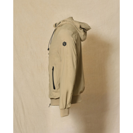 Veste coupe-vent à capuche beige zippée Over-D