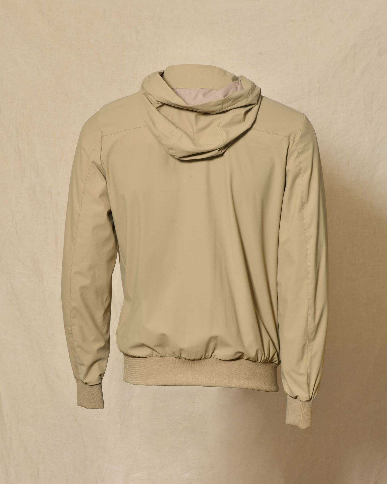 Veste coupe-vent à capuche beige zippée Over-D