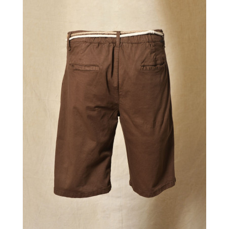 Short marron à ceinture corde tressée et boucle bois Over-D