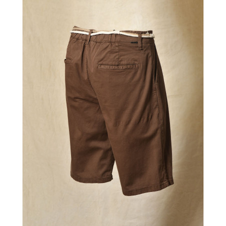Short marron à ceinture corde tressée et boucle bois Over-D