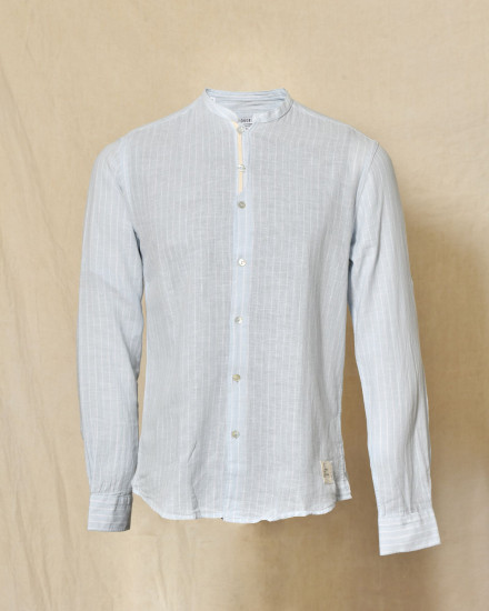 Chemise à rayures bleu clair en lin Over-D