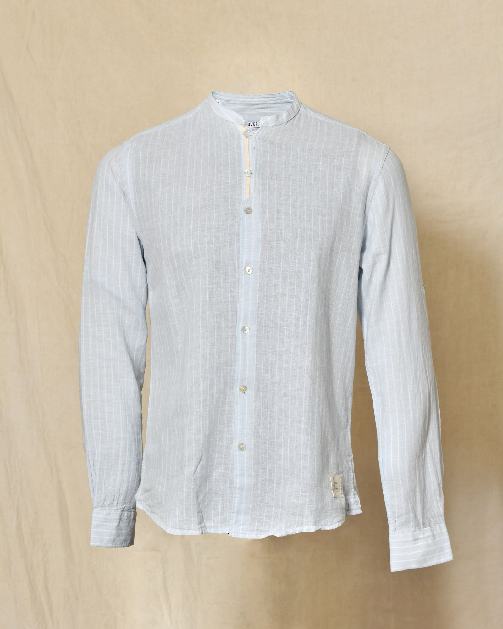 Chemise à rayures bleu clair en lin Over-D