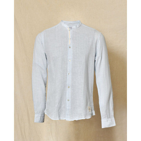 Chemise à rayures bleu clair en lin Over-D