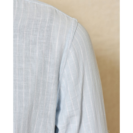 Chemise à rayures bleu clair en lin Over-D