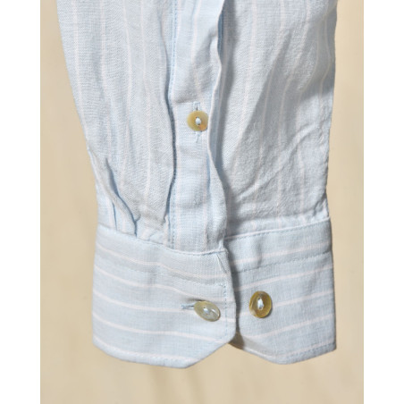 Chemise à rayures bleu clair en lin Over-D