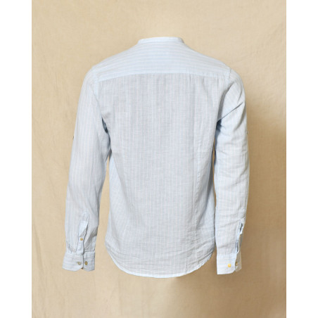 Chemise à rayures bleu clair en lin Over-D