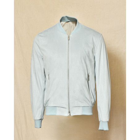 Veste bomber en daim bleu Over-D