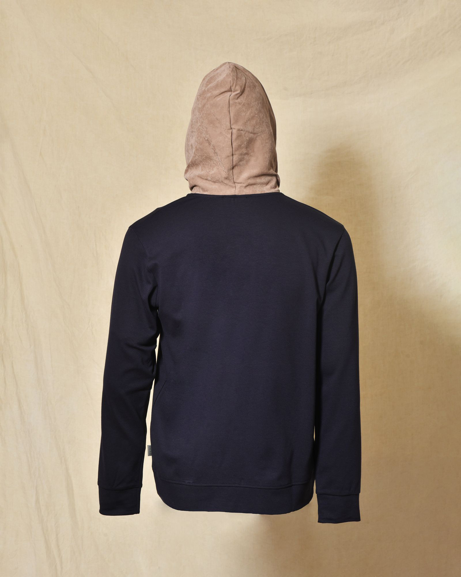 Sweat à capuche bleu marine bi-matière avec poche kangourou Over-D