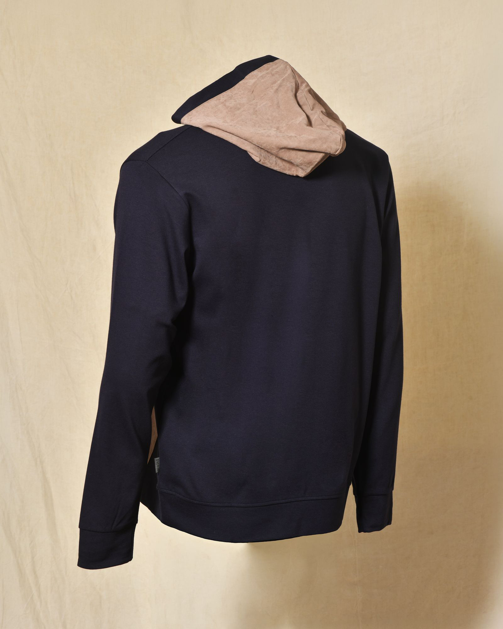 Sweat à capuche bleu marine bi-matière avec poche kangourou Over-D