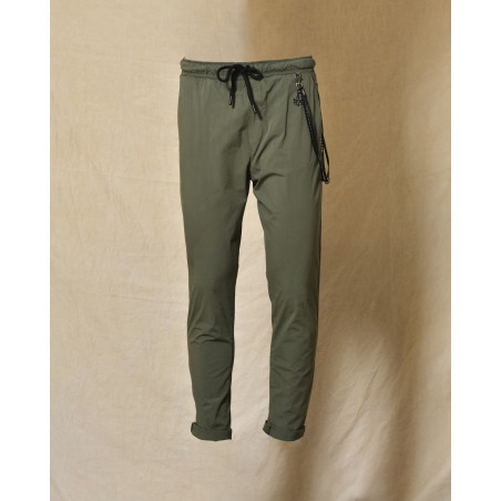 Pantalon en tissu technique kaki Over-D