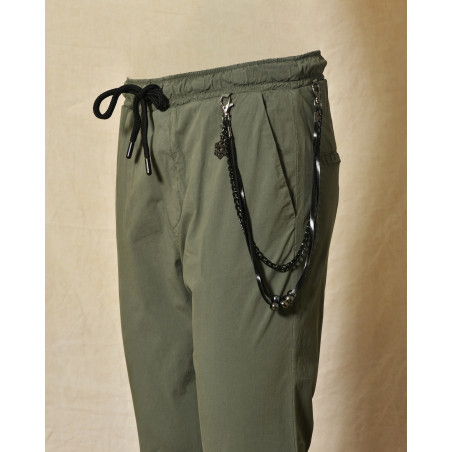 Pantalon en tissu technique kaki Over-D