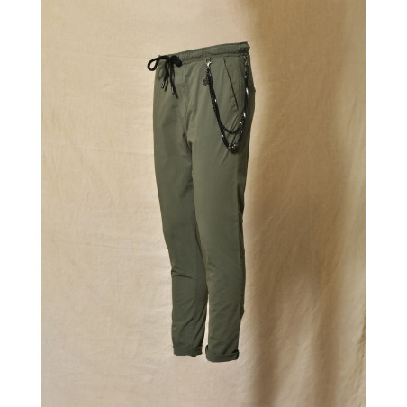 Pantalon en tissu technique kaki Over-D