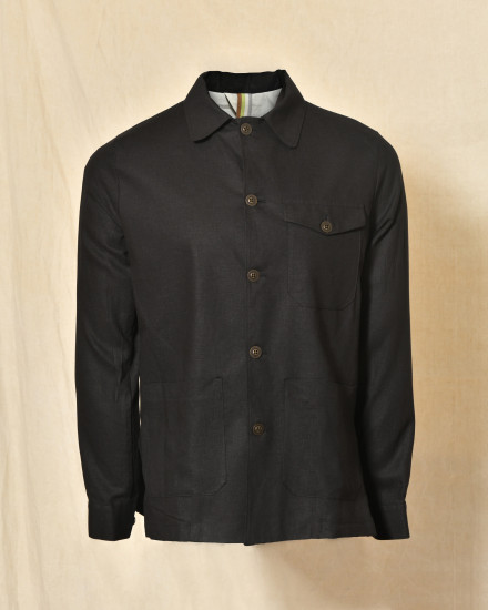 Veste légère en lin noir Over-D