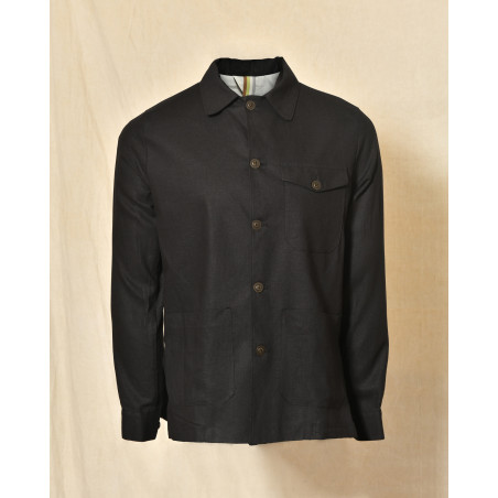 Veste légère en lin noir Over-D