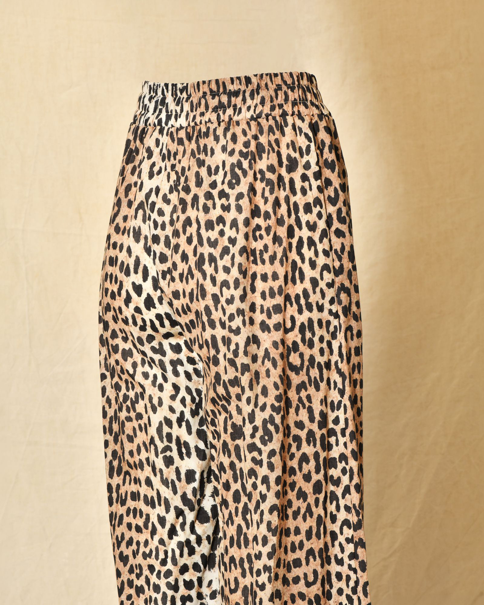 Pantalon palazzo imprimé léopard à taille élastique Front Street