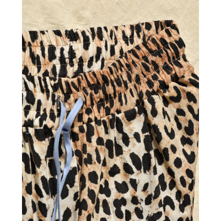 Pantalon palazzo imprimé léopard à taille élastique Front Street