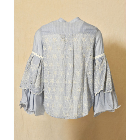 Blouse à rayures et broderies fleuries Front Street