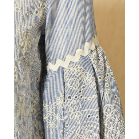 Blouse à rayures et broderies fleuries Front Street