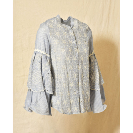 Blouse à rayures et broderies fleuries Front Street
