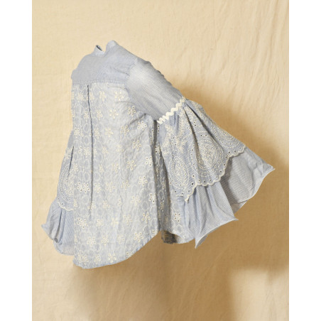 Blouse à rayures et broderies fleuries Front Street