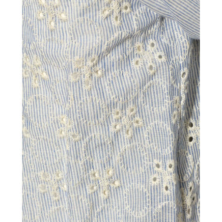 Blouse à rayures et broderies fleuries Front Street