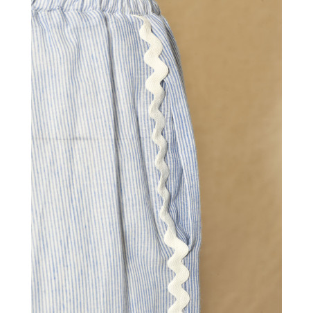 Pantalon à rayures et broderies fleuris Front Street