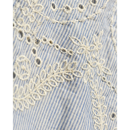 Pantalon à rayures et broderies fleuris Front Street