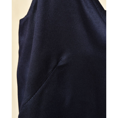 Débardeur en satin fluide bleu marine Front Street