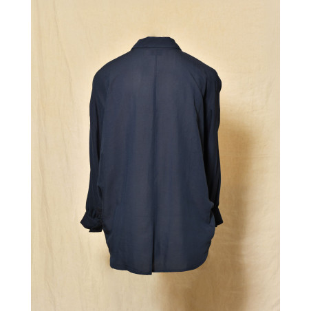 Chemise en lin bleu à broderies marguerite Front Street