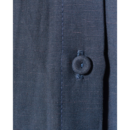 Chemise en lin bleu à broderies marguerite Front Street