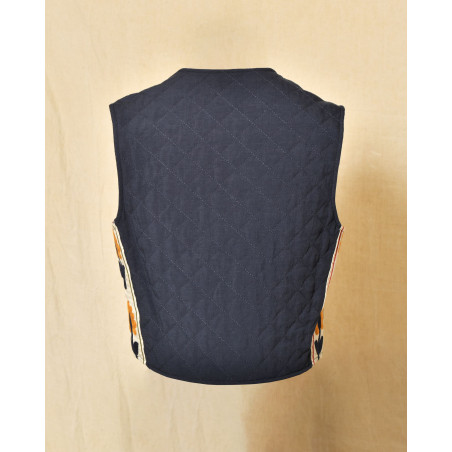 Gilet bleu sans manches en lin matelassé Front Street