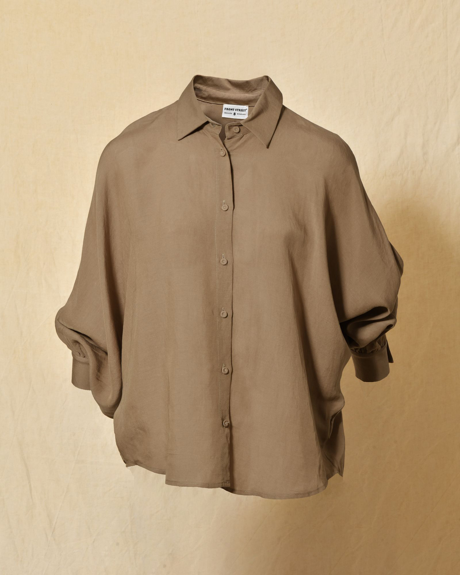 Chemise en lin taupe oversize Front Street