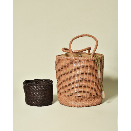 Sac cabas tressé camel Dragon Diffusion