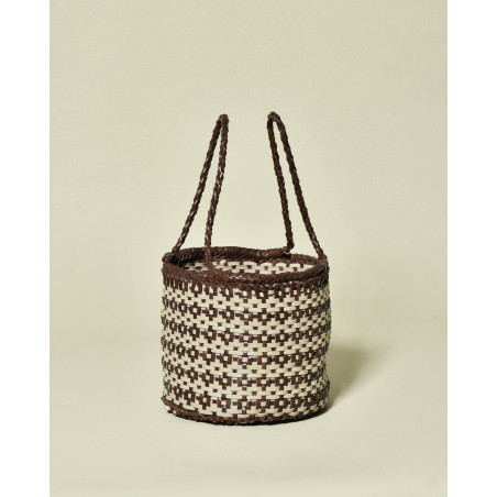 Panier tressé en cuir bicolore Dragon Diffusion