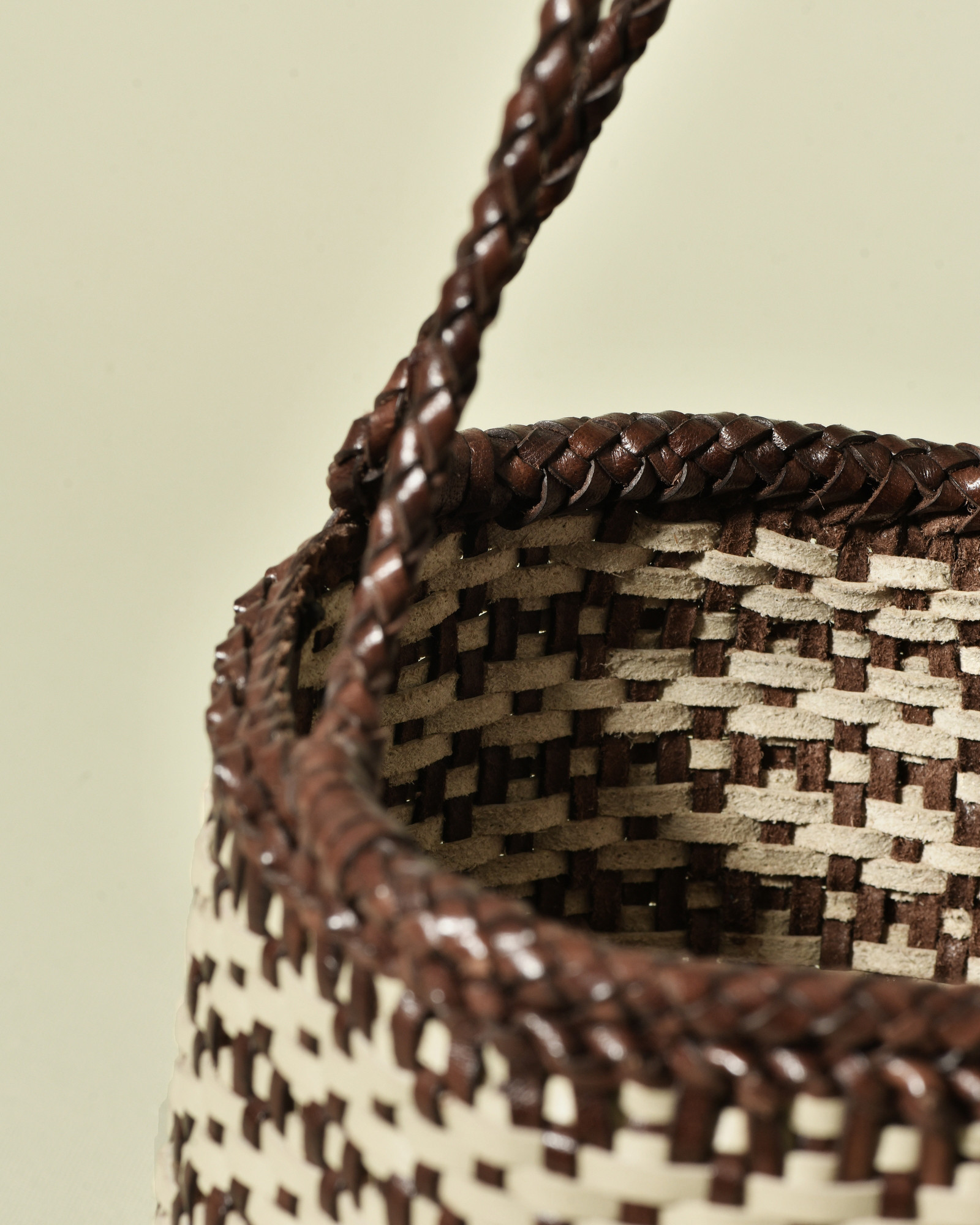 Panier tressé en cuir bicolore Dragon Diffusion
