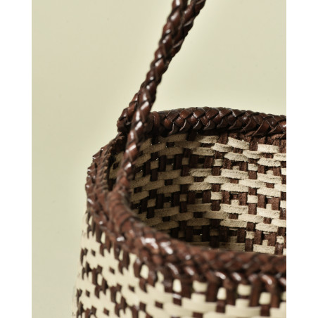 Panier tressé en cuir bicolore Dragon Diffusion