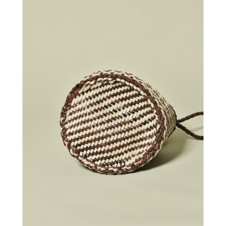 Panier tressé en cuir bicolore Dragon Diffusion