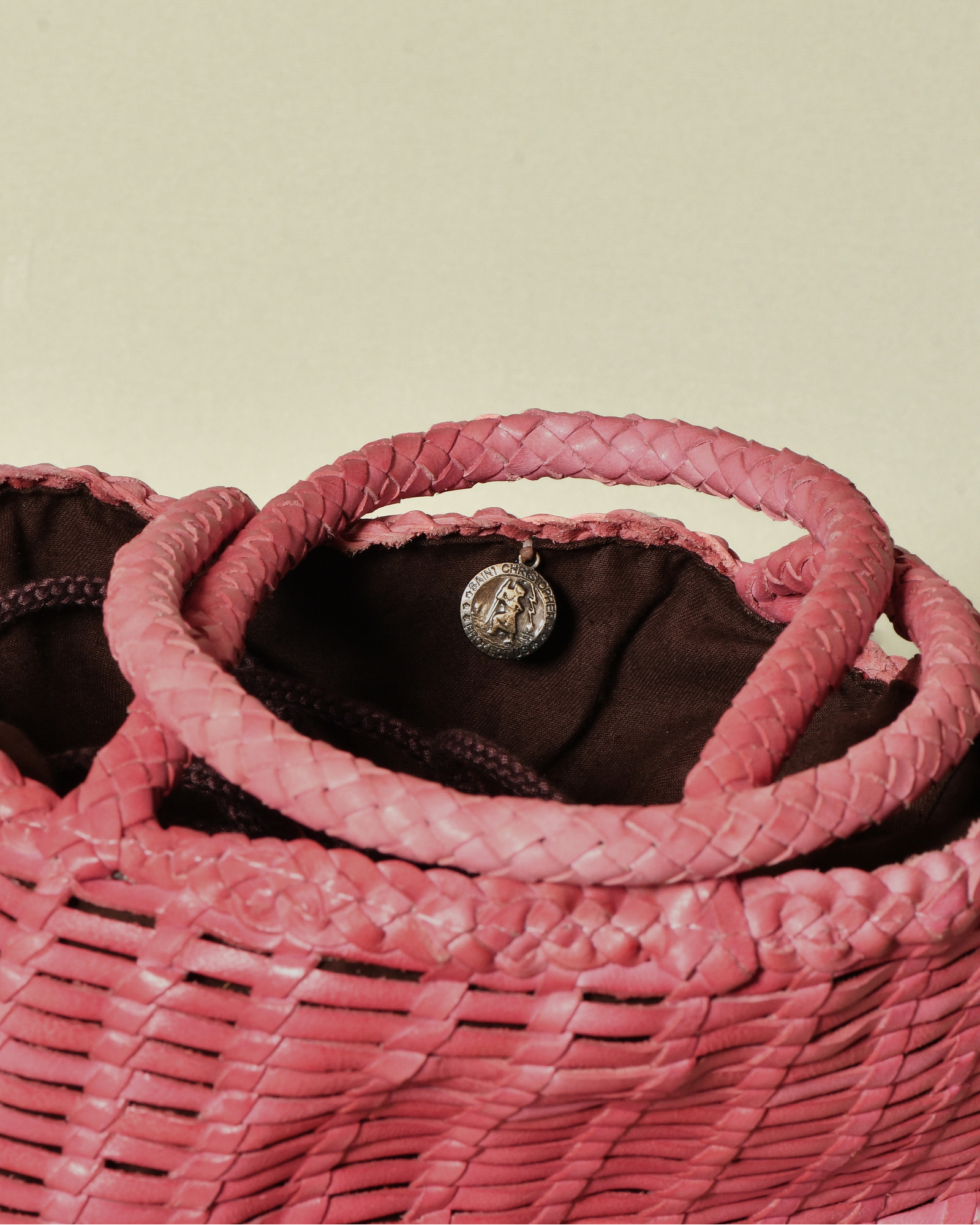 Sac cabas tressé rose Dragon Diffusion