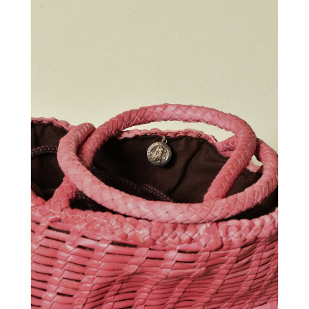 Sac cabas tressé rose Dragon Diffusion