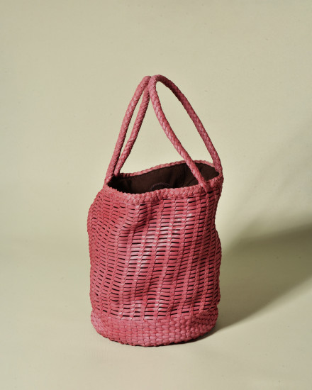 Sac cabas tressé rose Dragon Diffusion