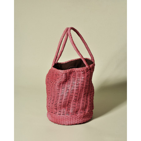 Sac cabas tressé rose Dragon Diffusion