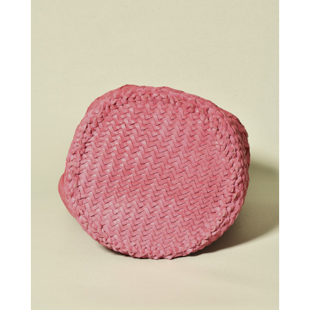 Sac cabas tressé rose Dragon Diffusion