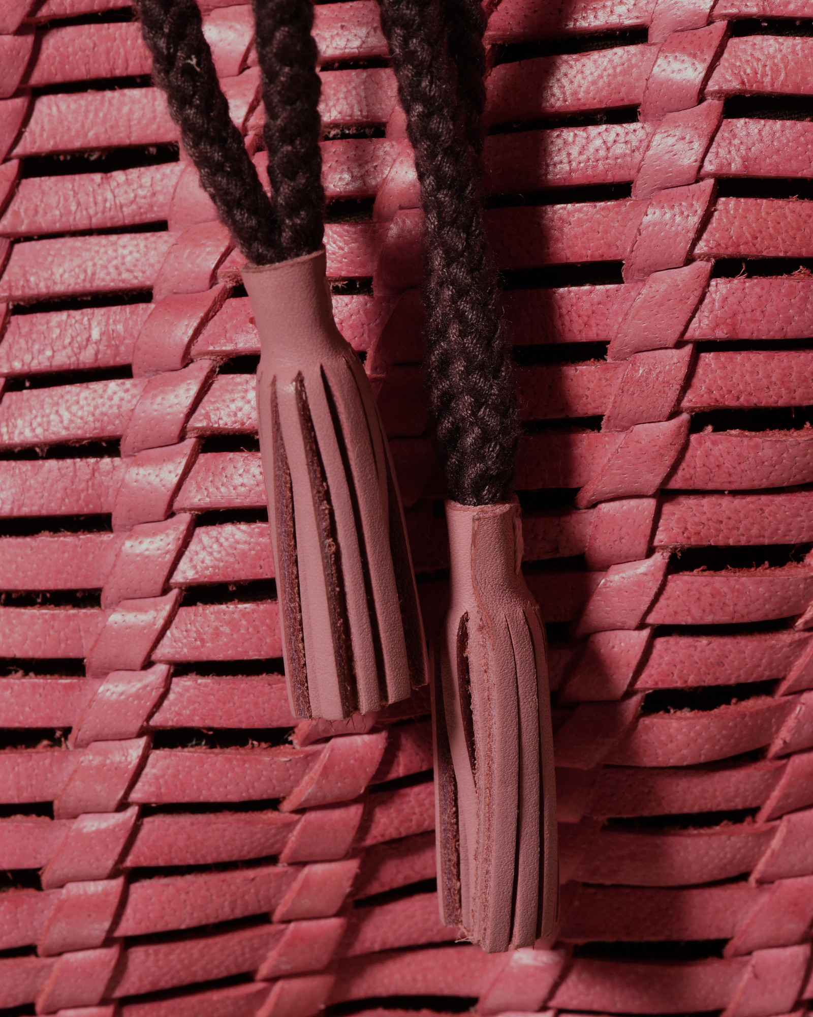 Sac cabas tressé rose Dragon Diffusion