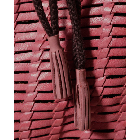 Sac cabas tressé rose Dragon Diffusion