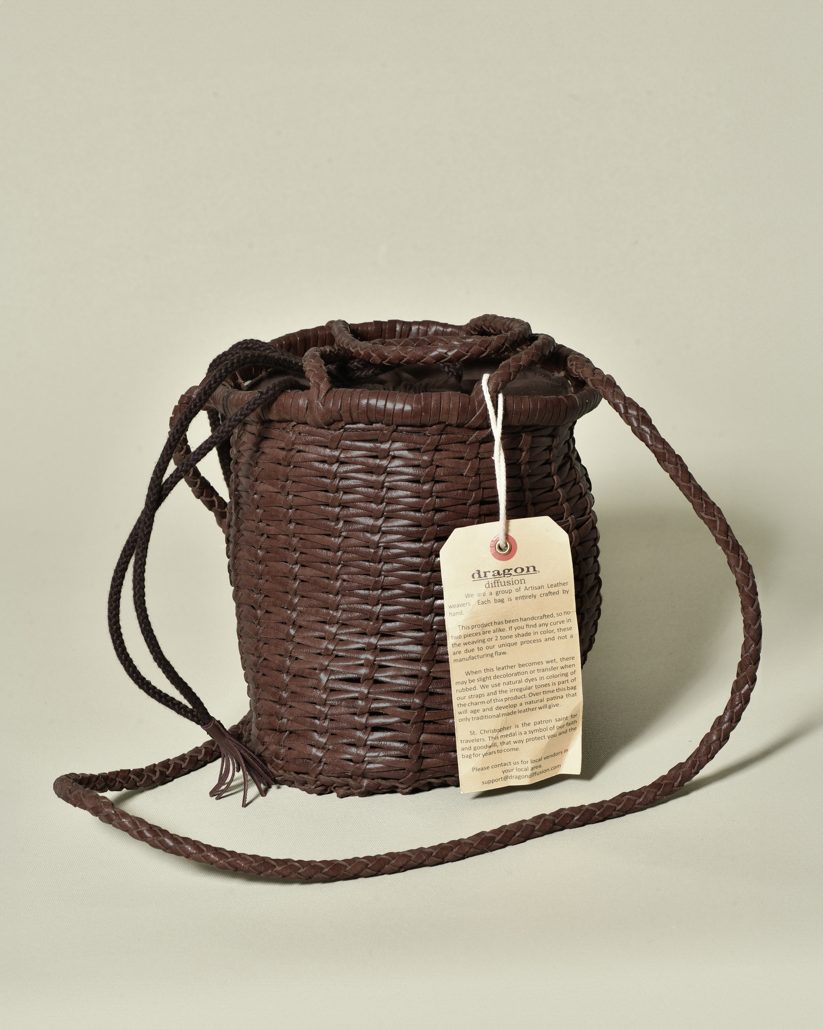 Sac sceau tressé bordeaux à bandoulière Dragon Diffusion